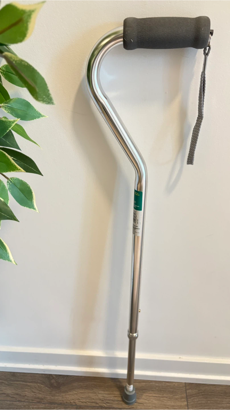 Silver Aluminum Offset Handle Cane