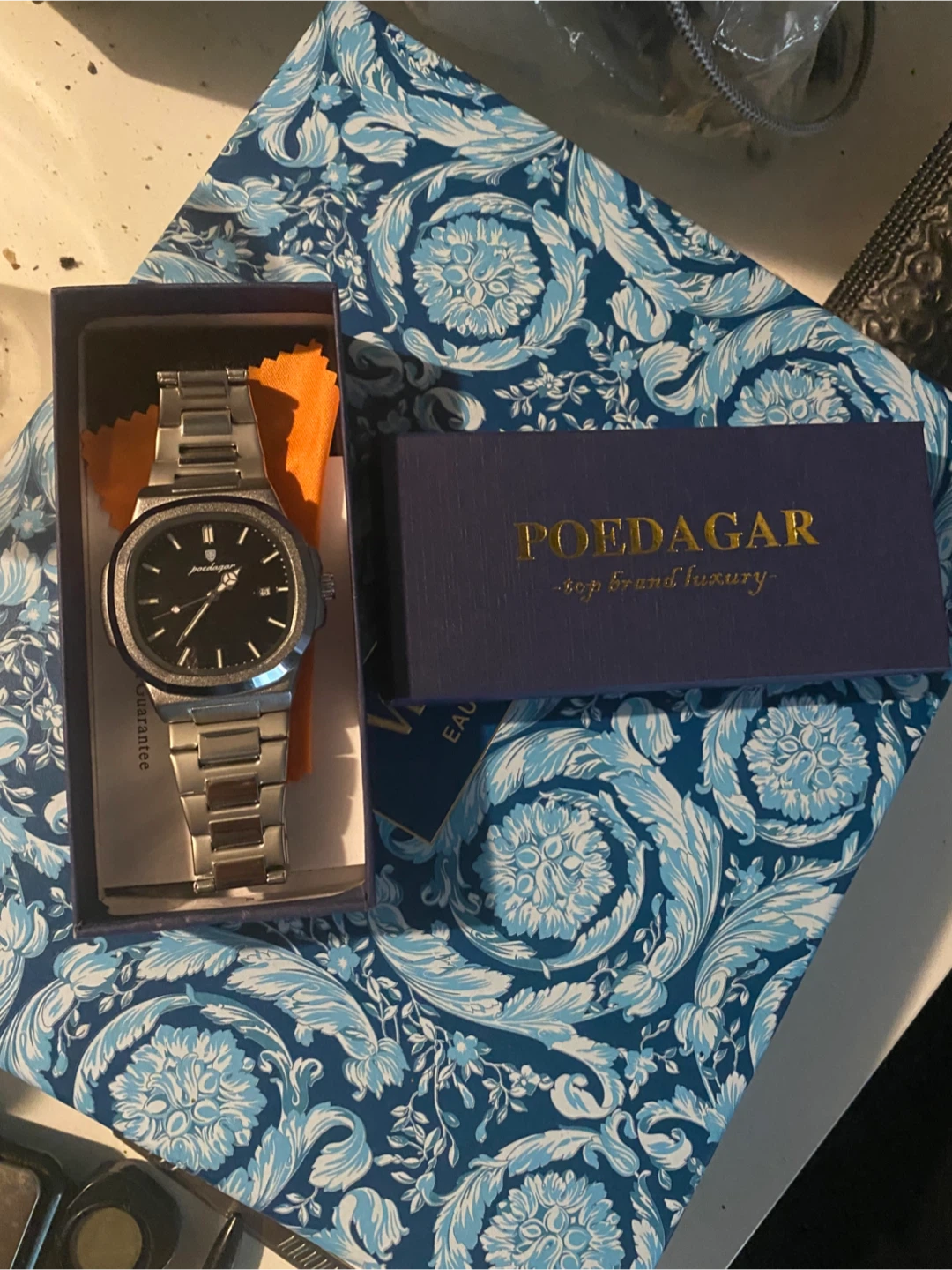 Poeidasgar Silver Black Stainless Steel Watch men’s