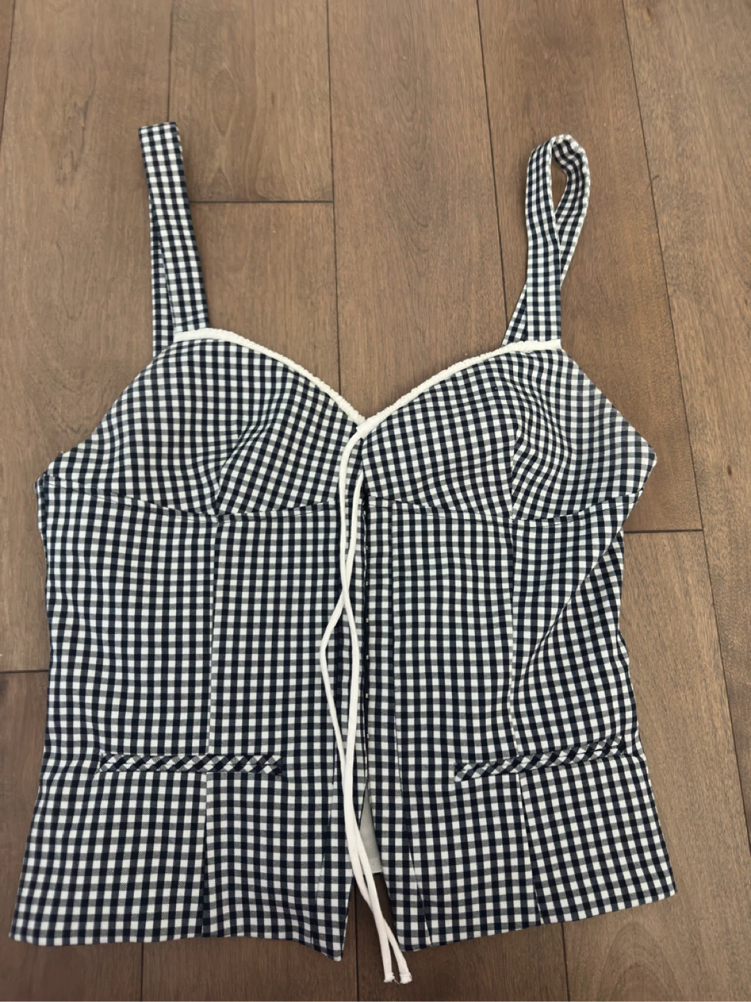 Zara Black and White Gingham Corset Top (Original : $45)
