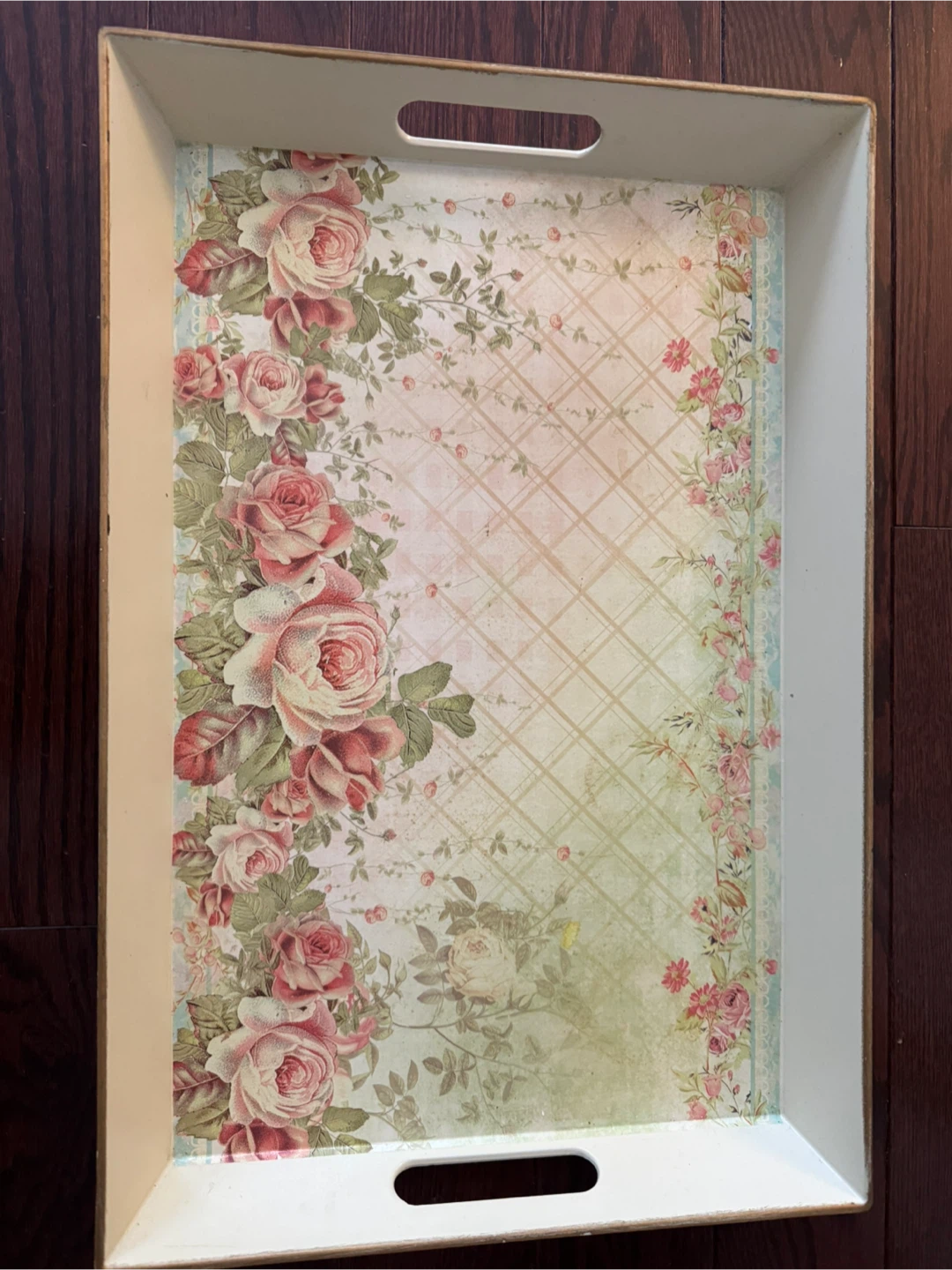 Decorative Serving Tray with Roses