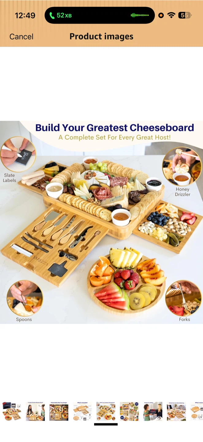 VAREZZA Premium Bamboo Charcuterie Board Set – X-Large – NEW - photo 5