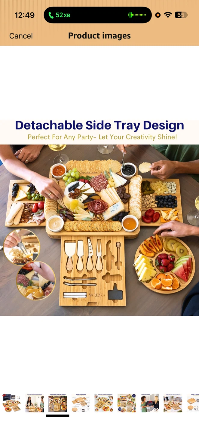 VAREZZA Premium Bamboo Charcuterie Board Set – X-Large – NEW - photo 3