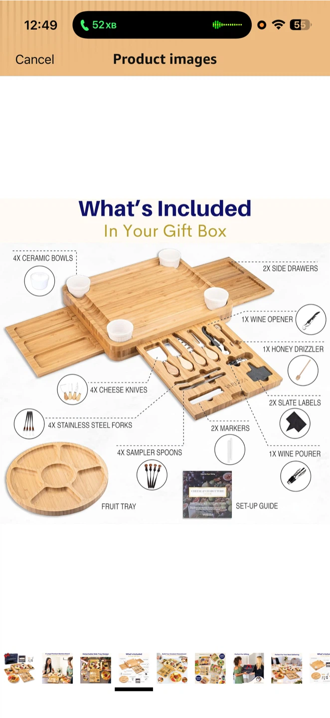 VAREZZA Premium Bamboo Charcuterie Board Set – X-Large – NEW - photo 4