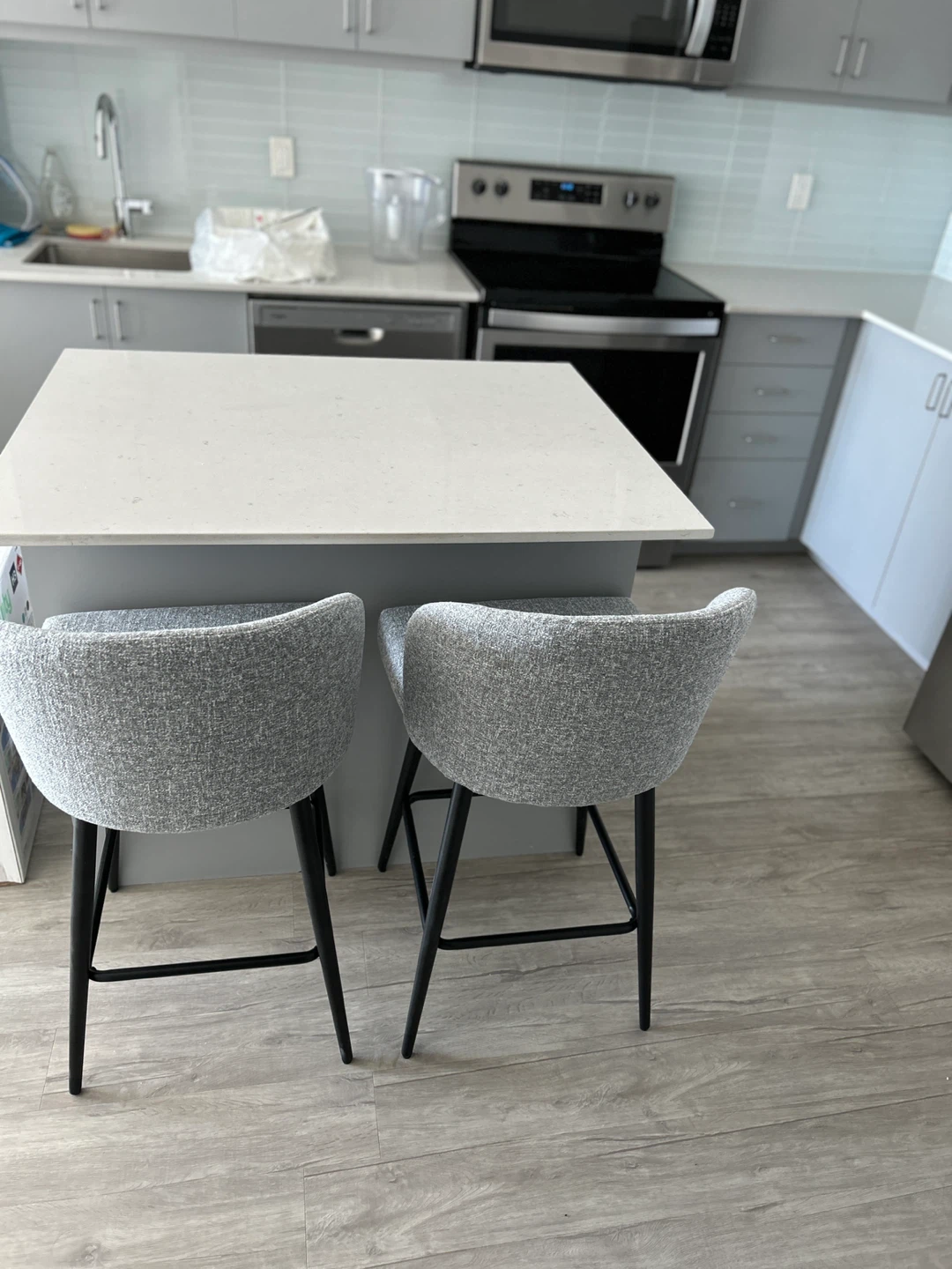 Grey Bar Stool with Black Legs
