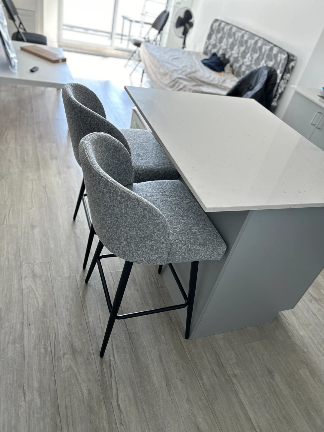 Grey Bar Stool with Black Legs - photo 2