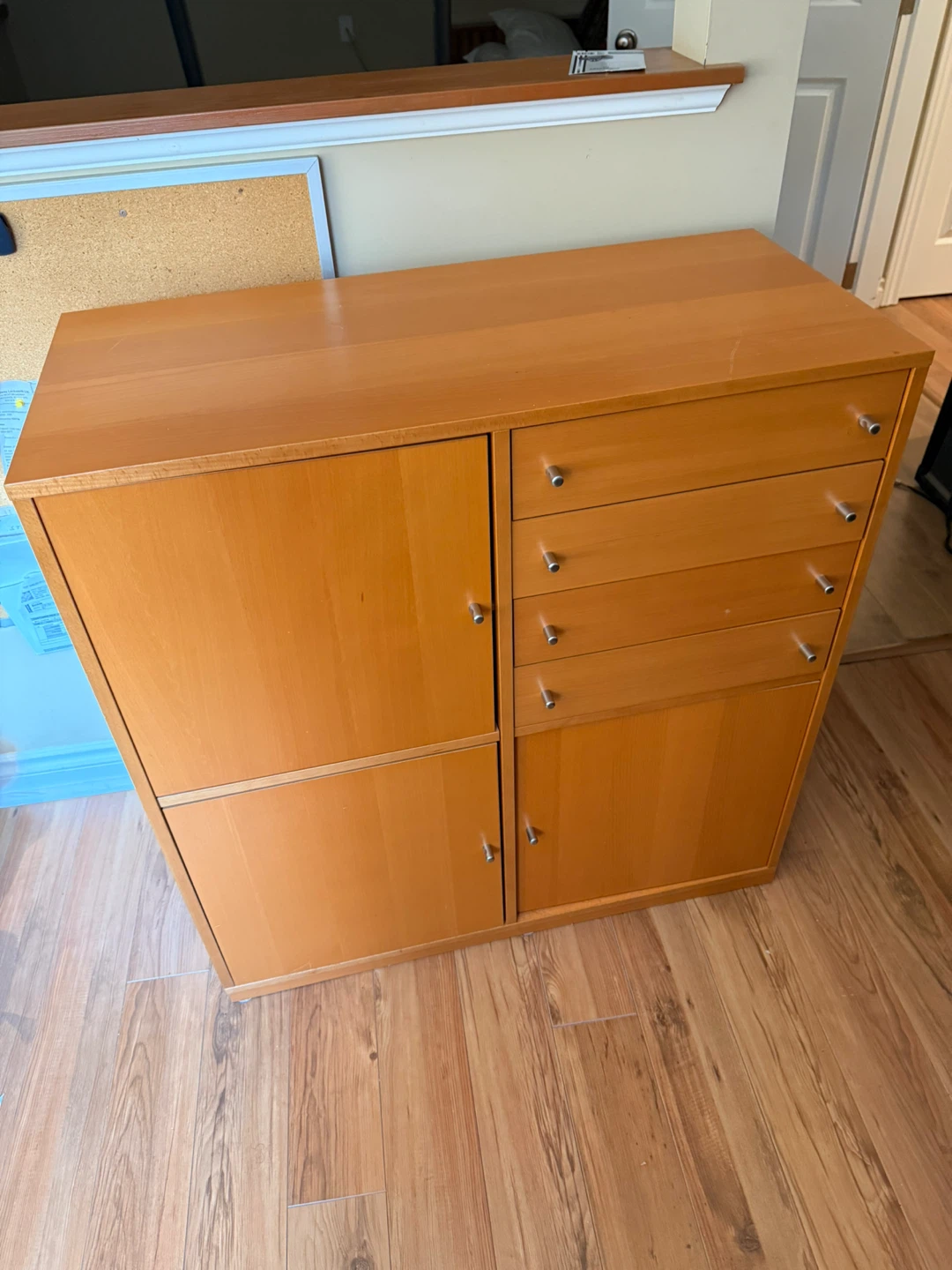 Wood Cabinet with Drawers and Doors