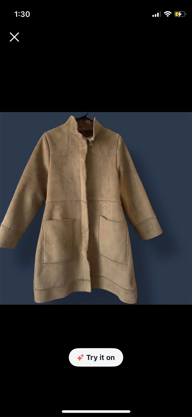 Tan Suede-like Jacket with Sherpa Lining