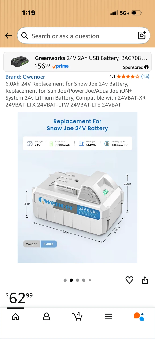 Qwenoer 24V 6.0Ah Lithium Ion Battery - photo 4