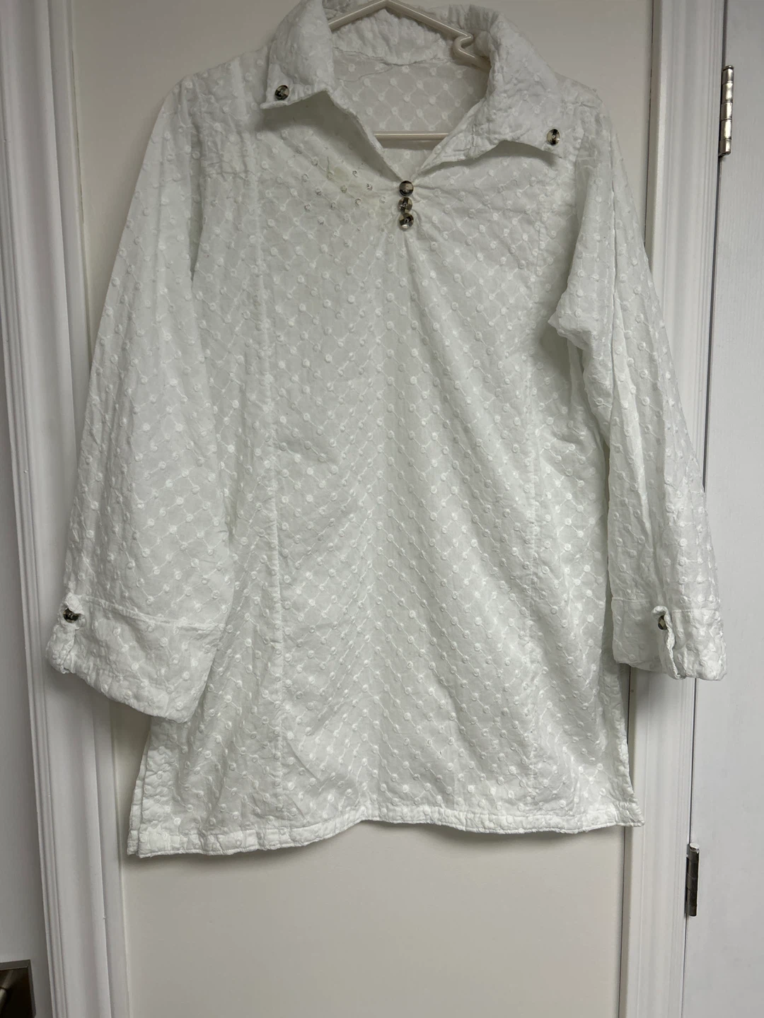 White embroidered long-sleeve top
