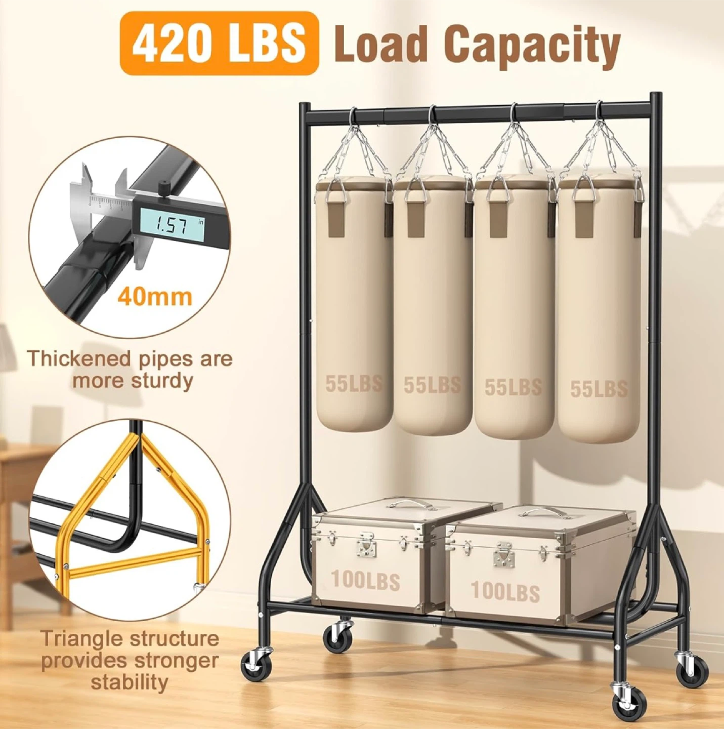 Heavy Duty Clothes Rack with 420 LBS Load Capacity - photo 3