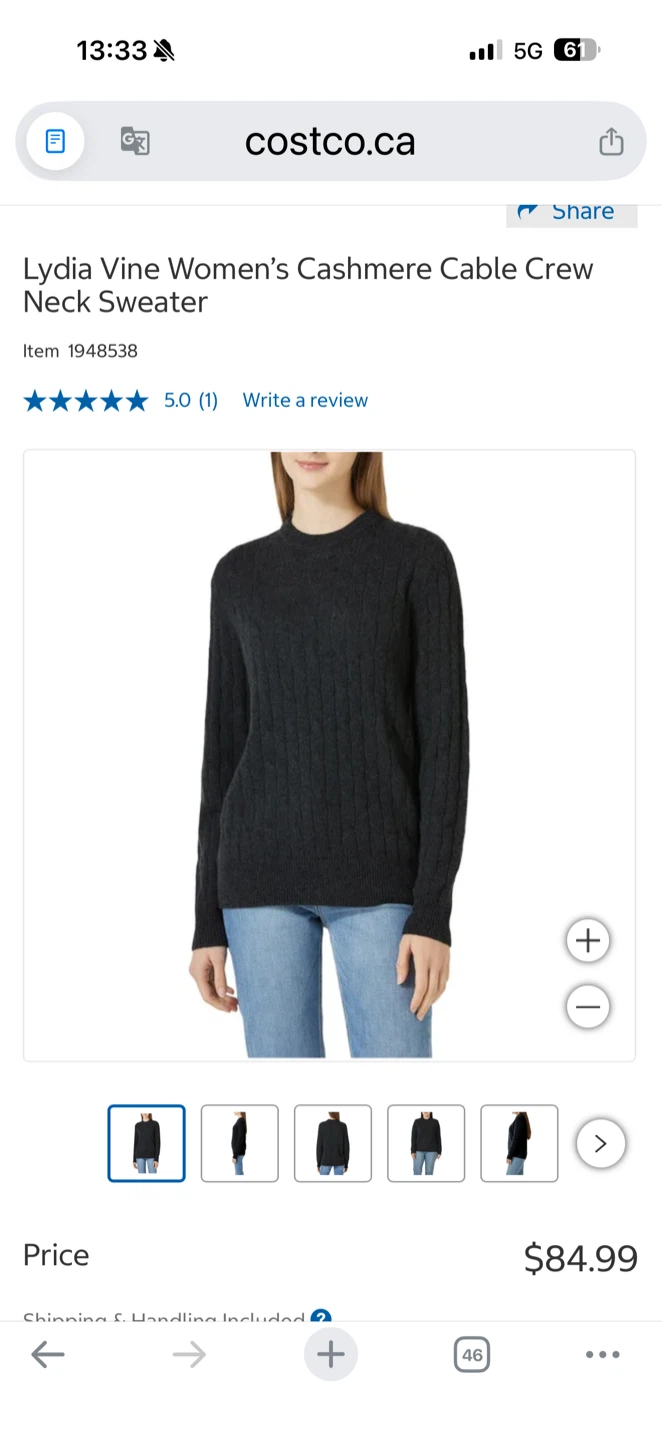 Lydia Vine Women's Cashmere Cable Crew Neck Sweater - photo 2