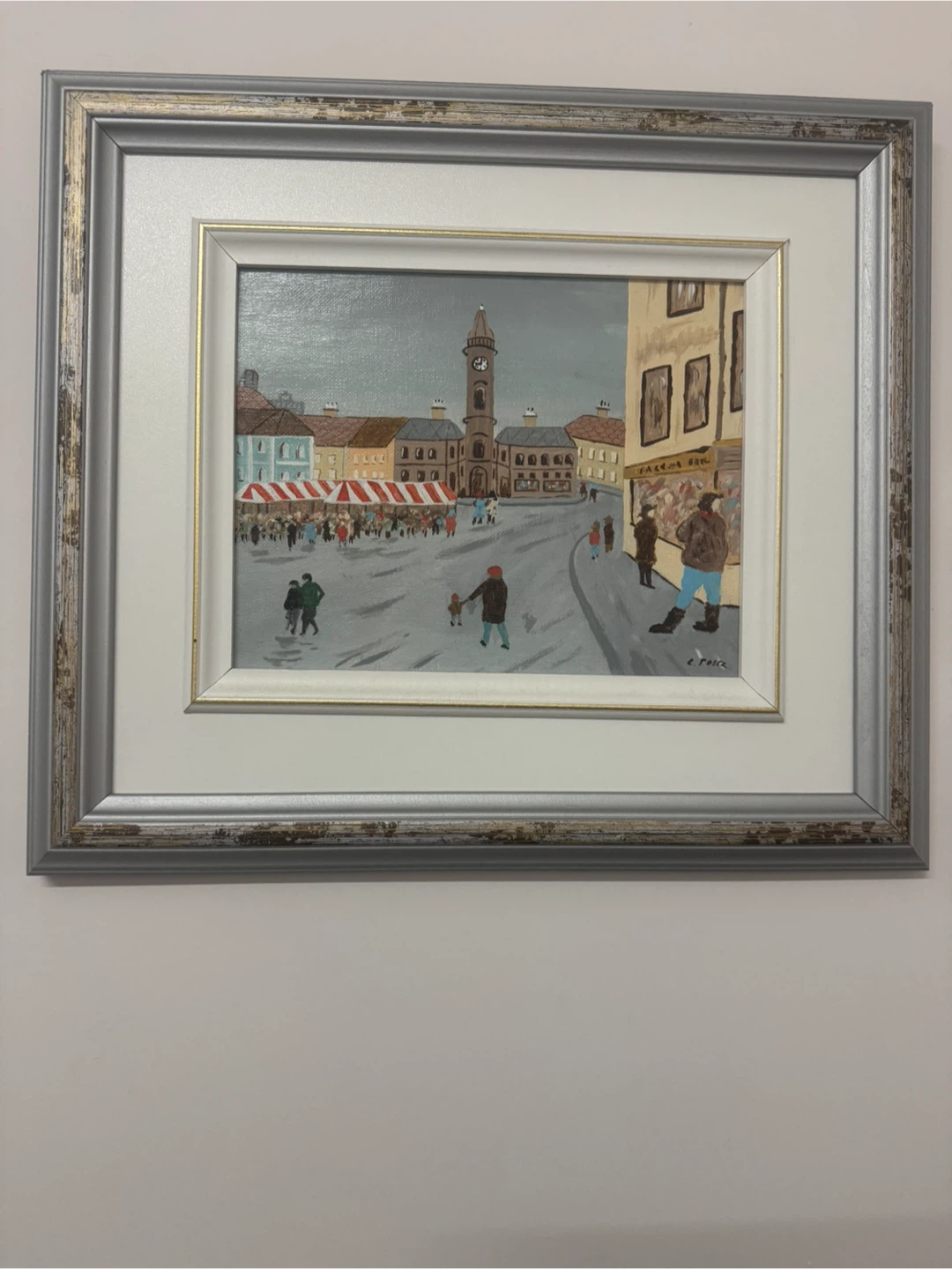Framed Original Oil Painting of Market Square