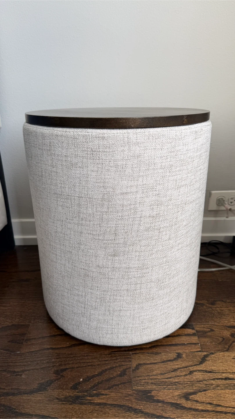 Round Storage Ottoman with Wood Lid
