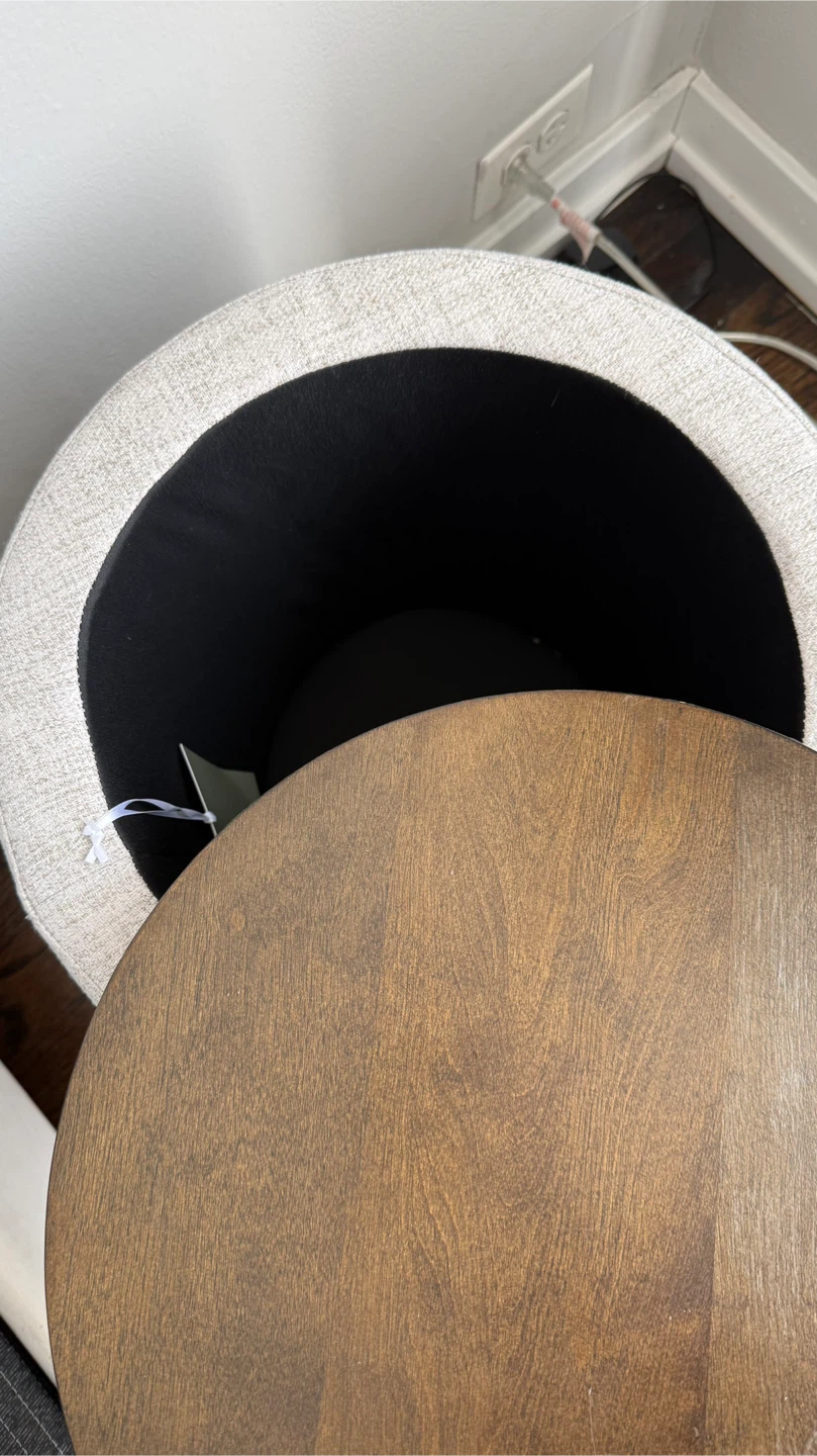 Round Storage Ottoman with Wood Lid - photo 3