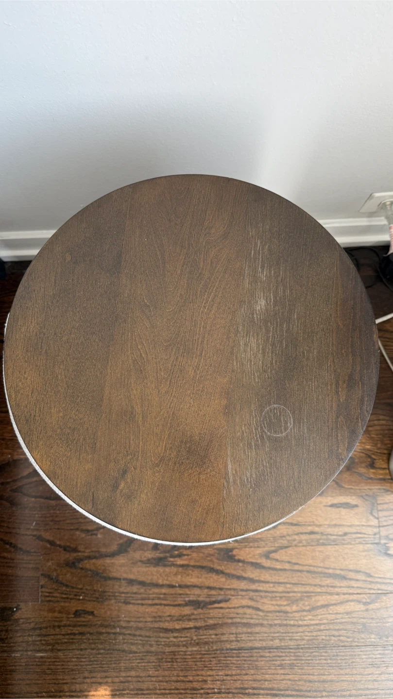 Round Storage Ottoman with Wood Lid - photo 4