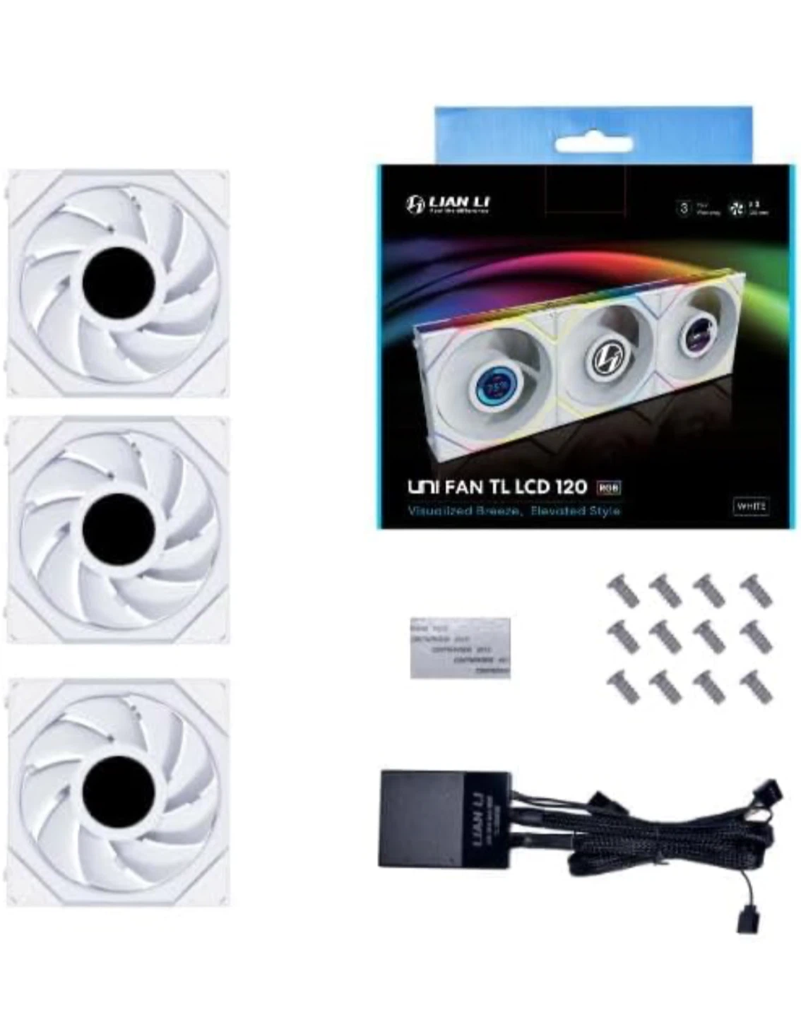 Lian Li UNI FAN TL LCD 120 RGB White Triple Pack - photo 2