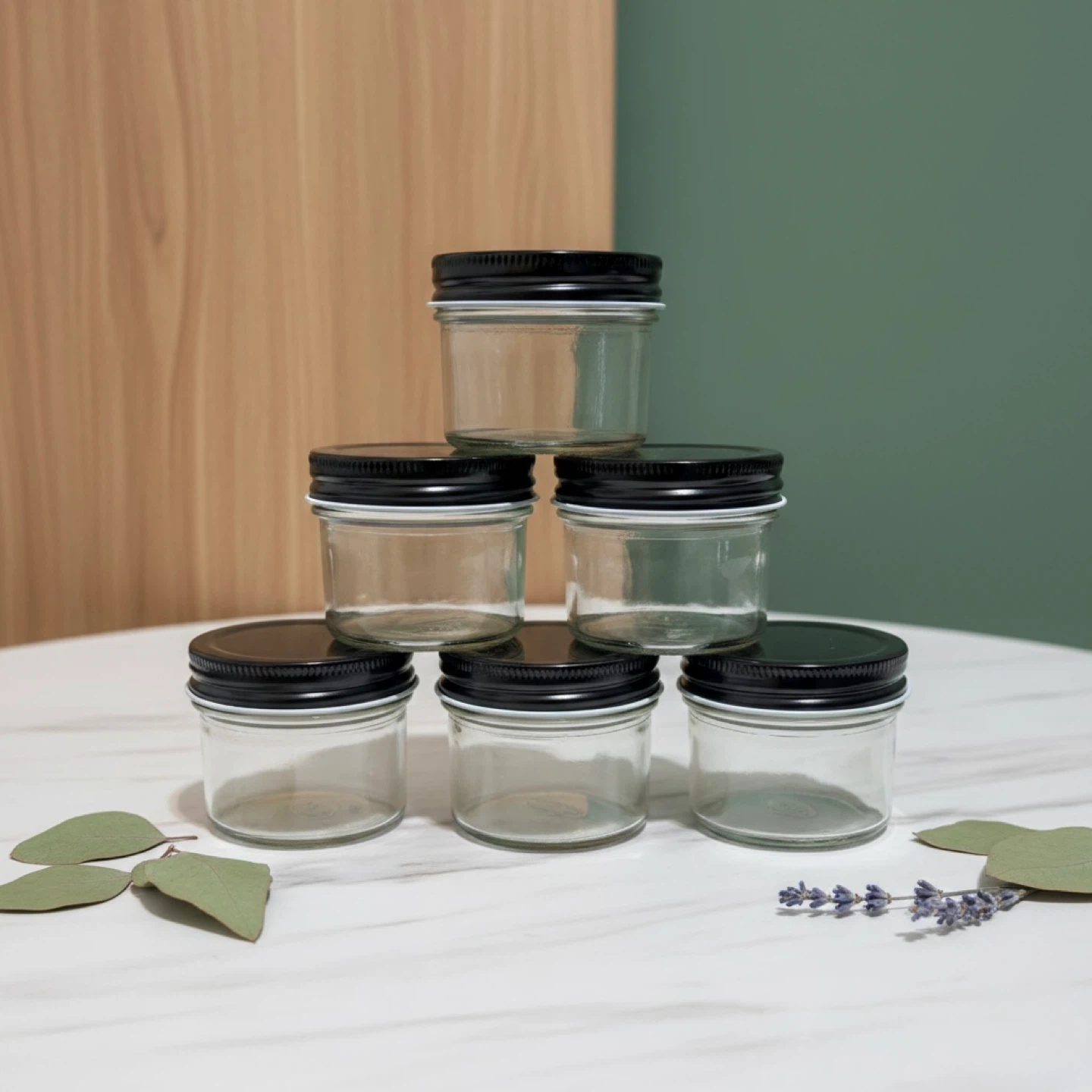 Mason Glass Jars with Black Lids