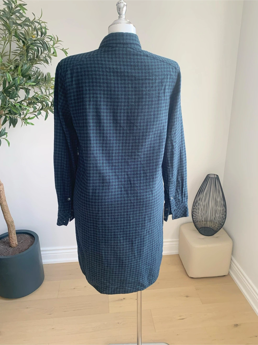 Wilfred Free Green Plaid Long Shirt Dress XS - photo 2