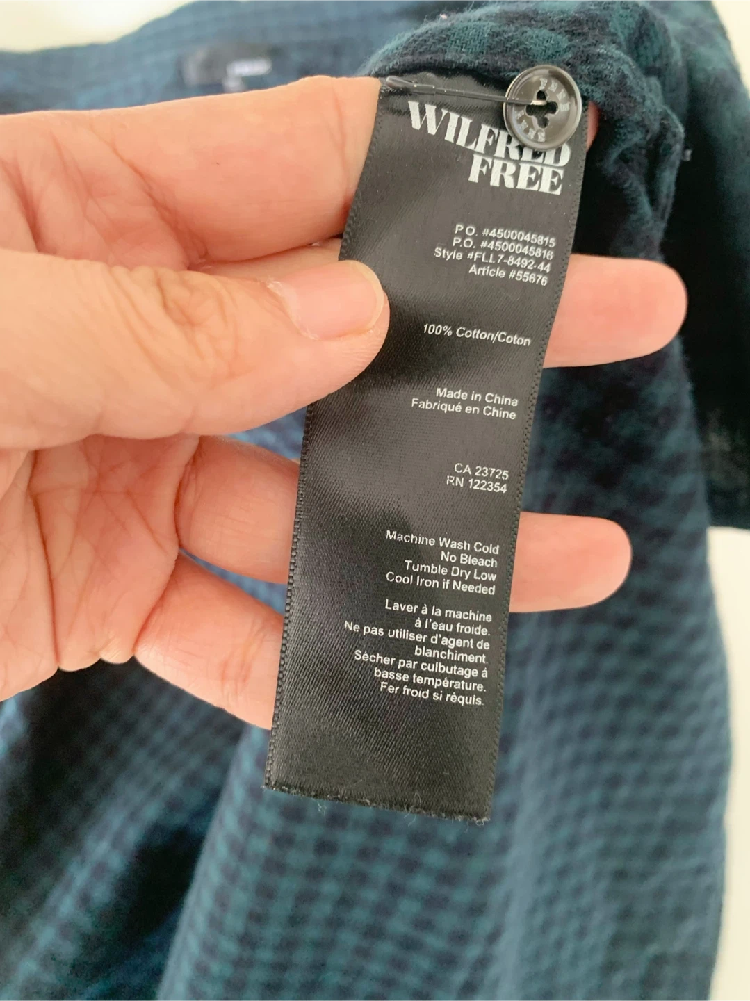 Wilfred Free Green Plaid Long Shirt Dress XS - photo 5