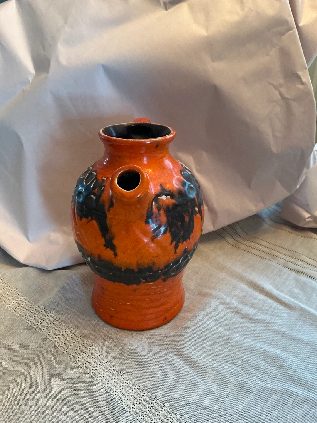 Vintage West German Ceramic Pitcher - Fat Lava - photo 2