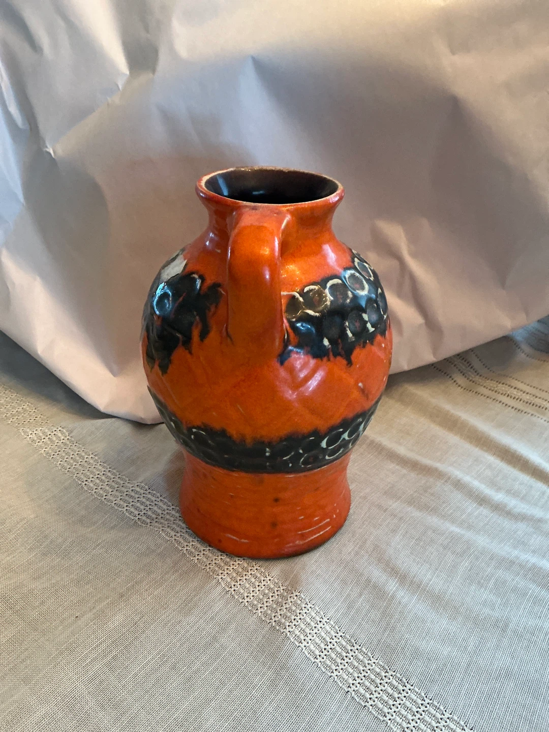 Vintage West German Ceramic Pitcher - Fat Lava - photo 3