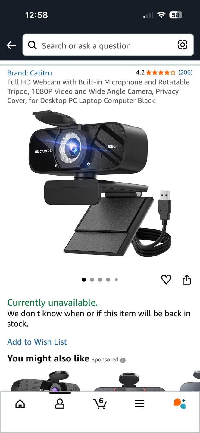 Catitru Full HD Webcam with Microphone & Privacy Cover