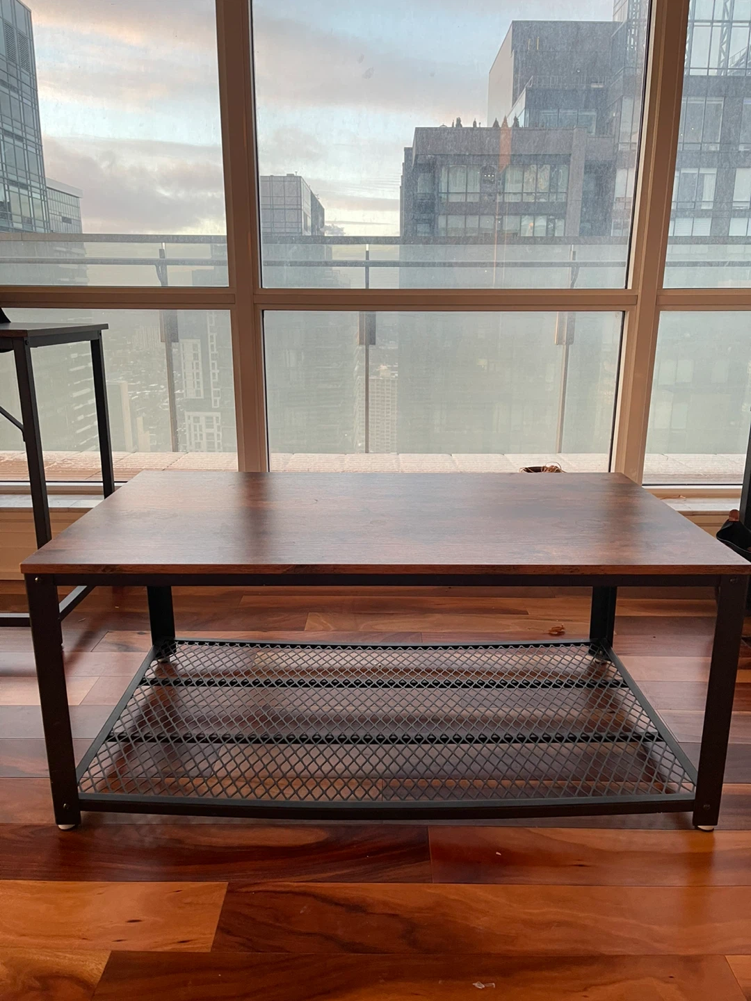 Rustic Wood Coffee Table with Metal Shelf - photo 2