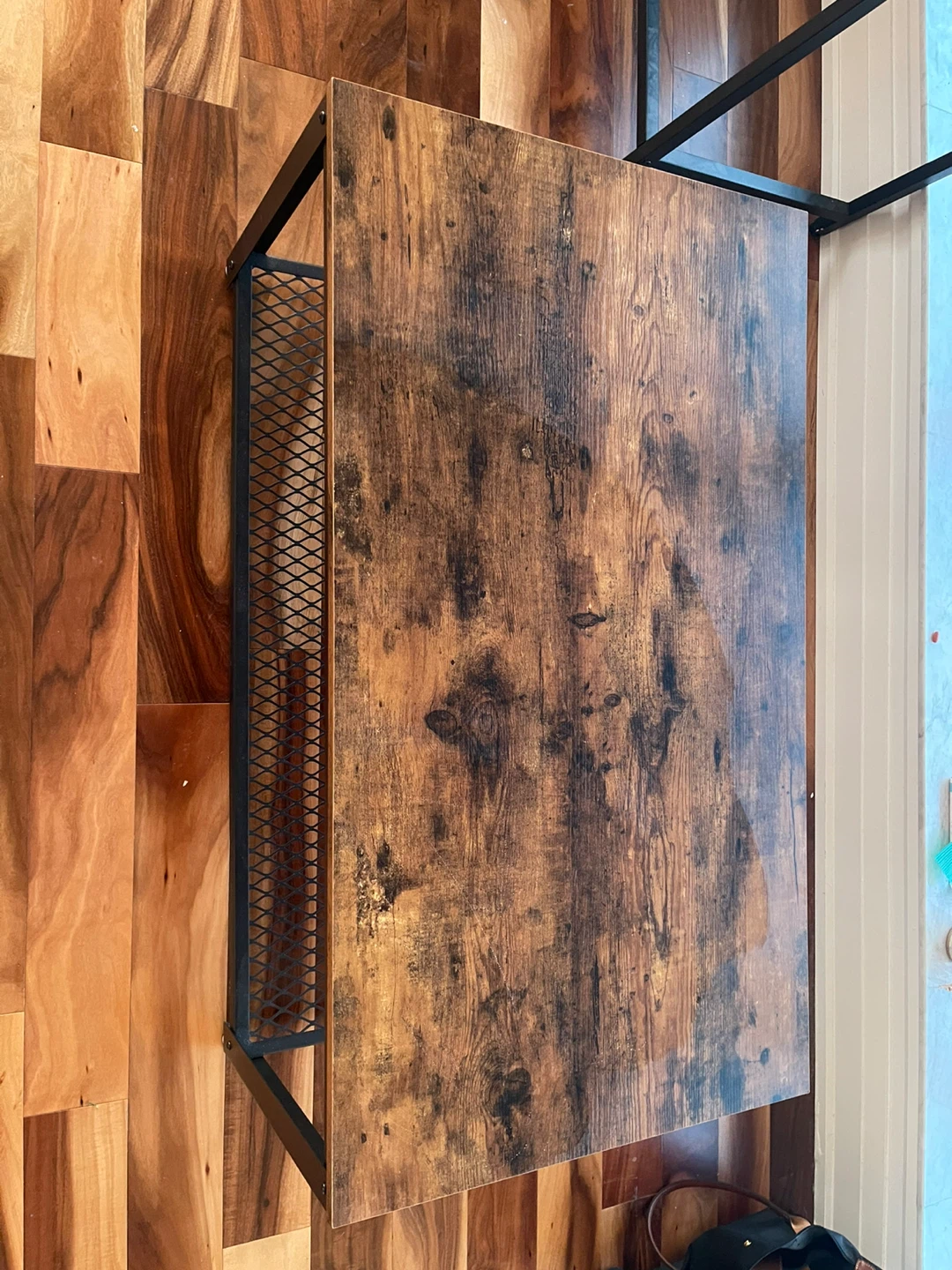 Rustic Wood Coffee Table with Metal Shelf - photo 3