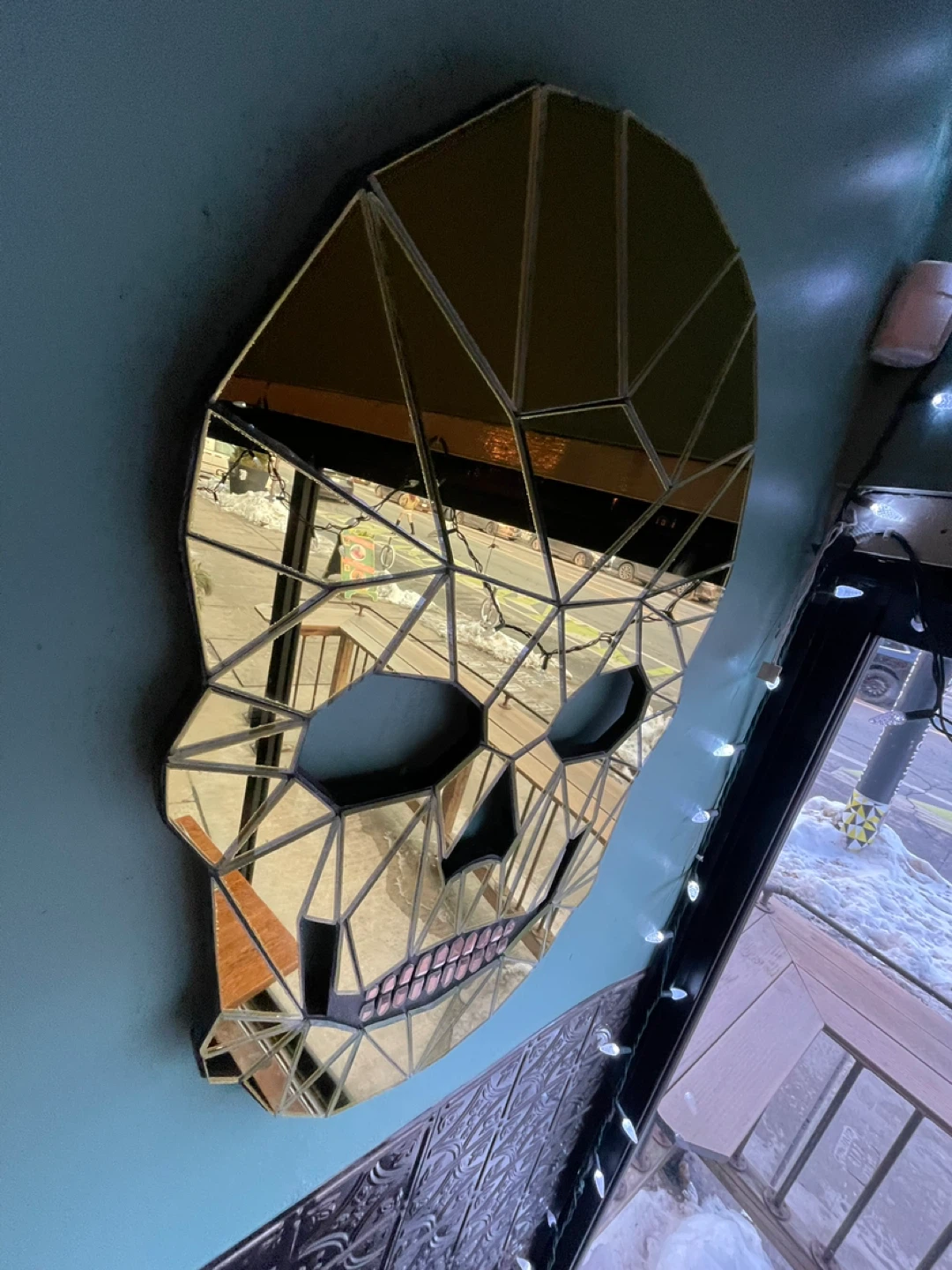 Gold Skull Mirror Wall Art