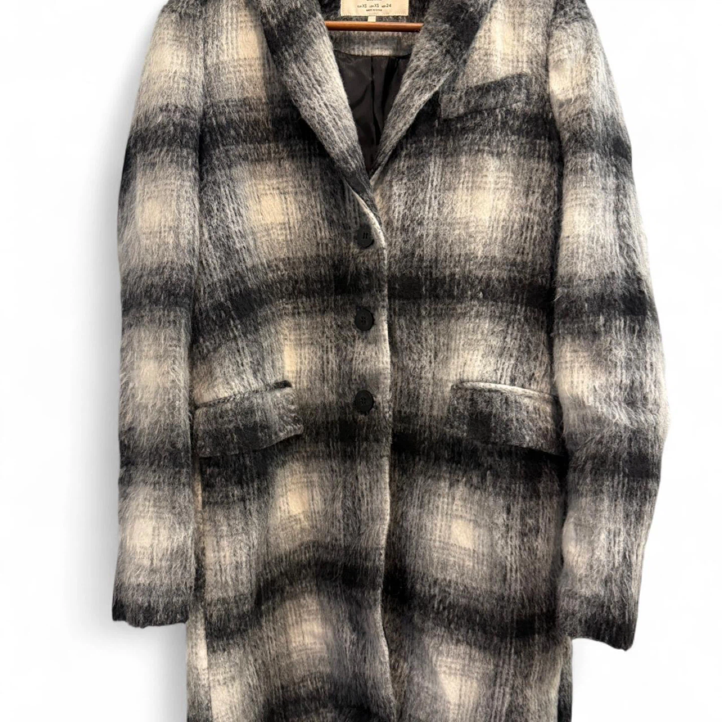 ZARA Trafaluc Plaid Wool Blend Coat - Size XS