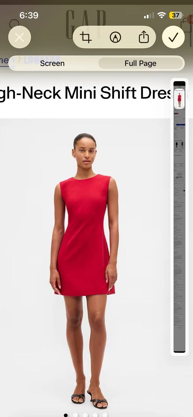 GAP High-Neck Mini Shift Dress - Red, XXS