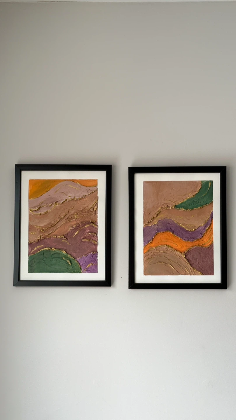 Textured Wall Art Set - Framed Landscape Style