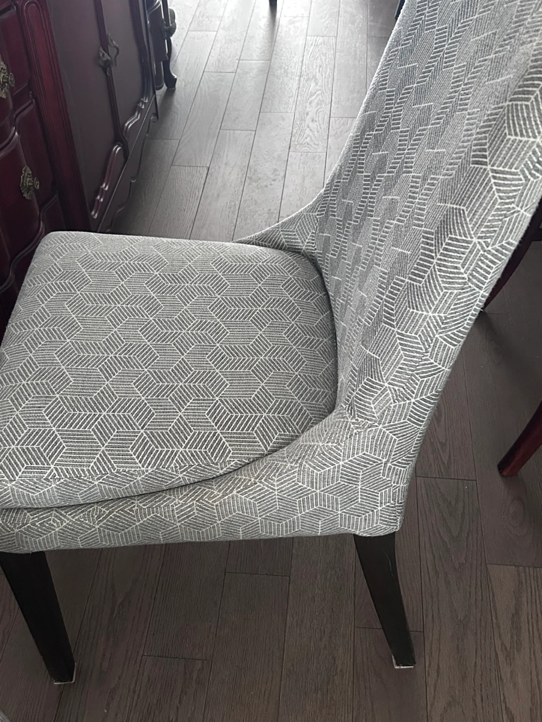 Set of 6 Grey Geometric Pattern Upholstered Dining Chairs - photo 4