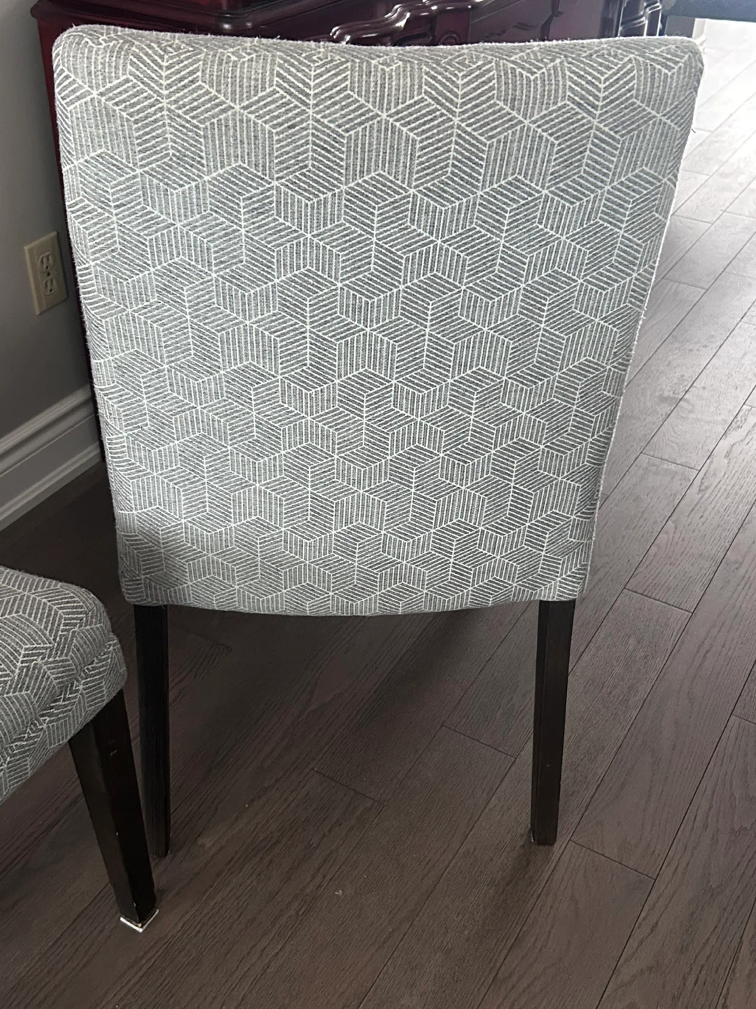 Set of 6 Grey Geometric Pattern Upholstered Dining Chairs - photo 3