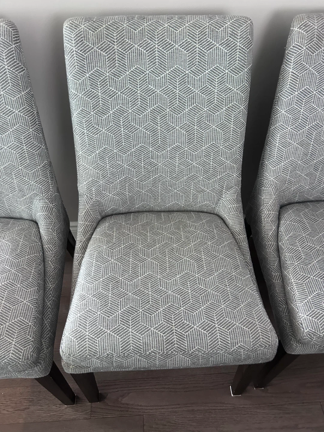 Set of 6 Grey Geometric Pattern Upholstered Dining Chairs - photo 2