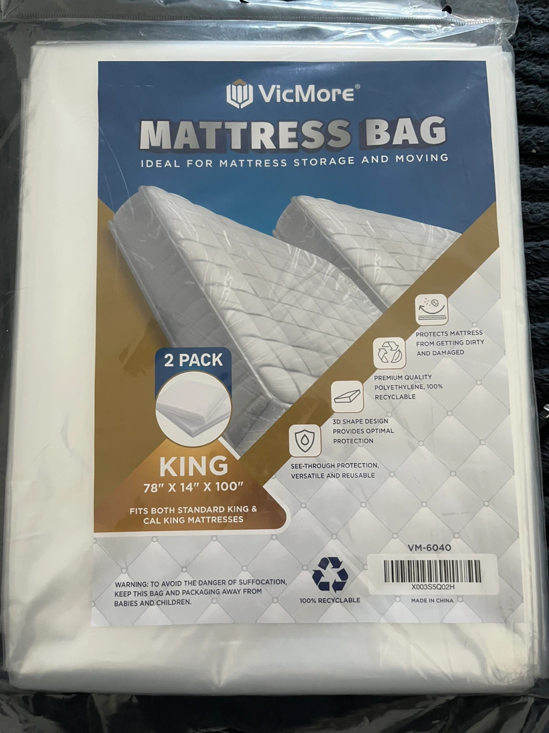 King Size Mattress Bag (2 Pack) for storage or moving
