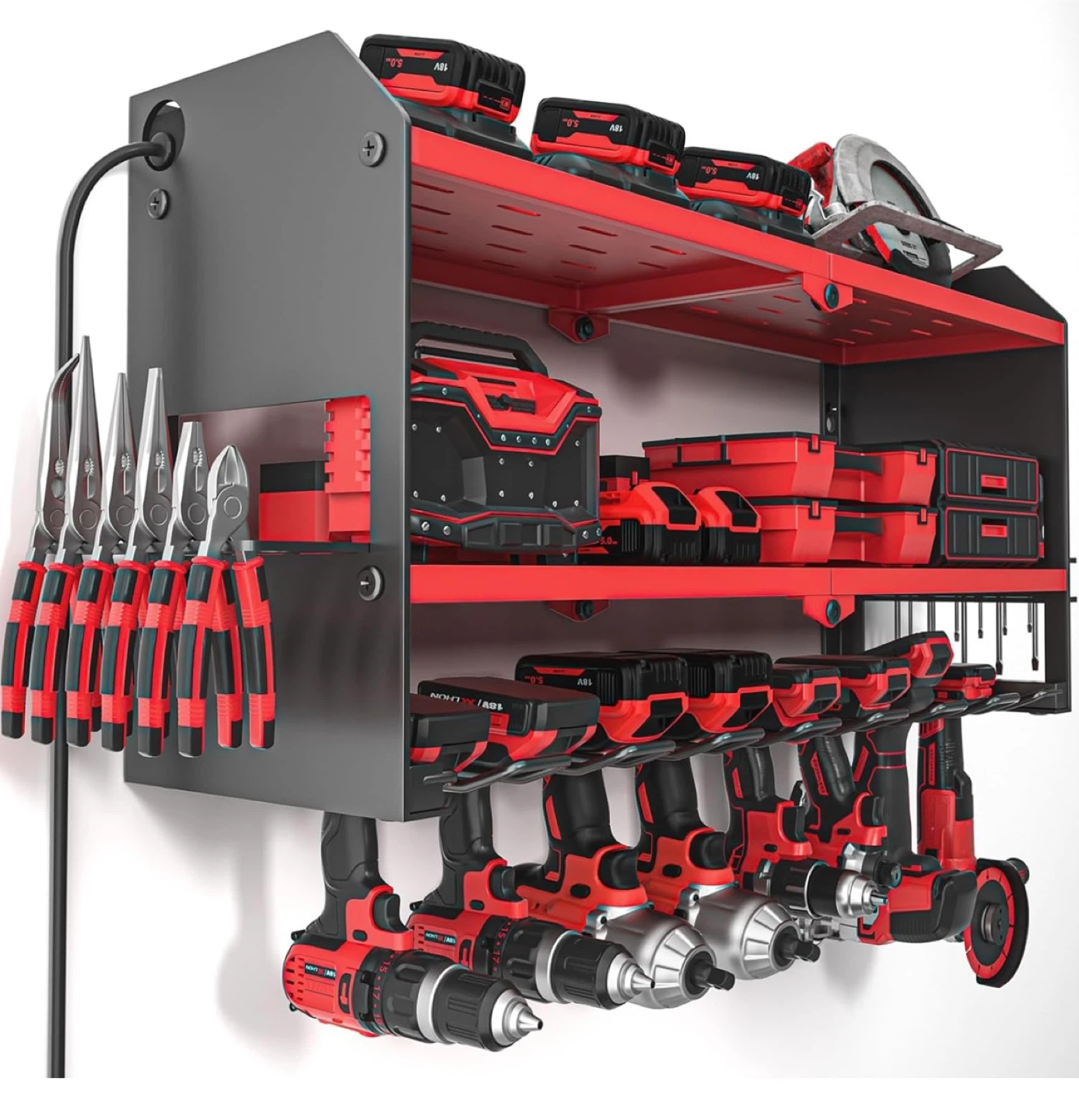 Power Tool Organizer with Charging Station