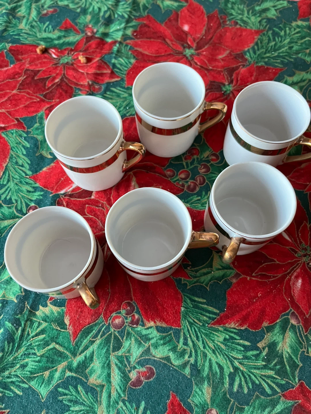 6-Piece White Ceramic Coffee Cup Set with Gold Trim - photo 3