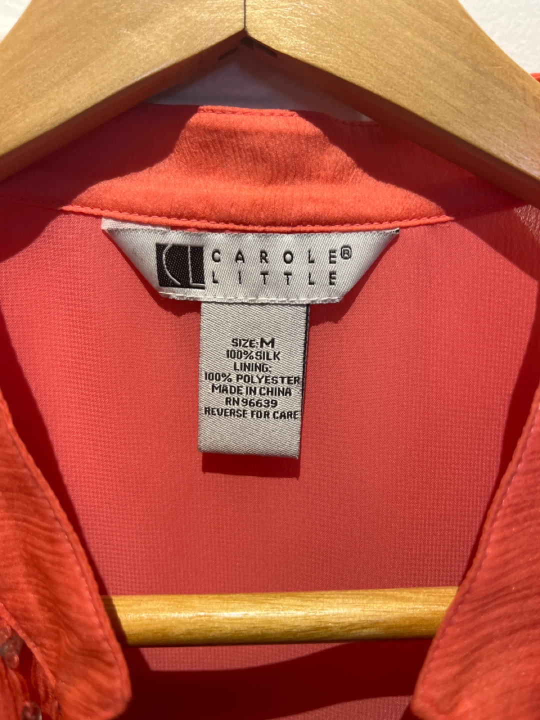Vintage Carole Little Coral Silk Beaded Tunic Top Size M - photo 5