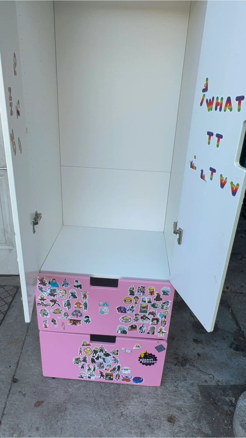 Pink Storage Cabinet with Drawers