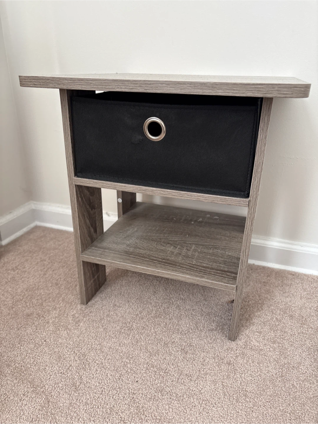 2-Shelf End Table with Black Drawer