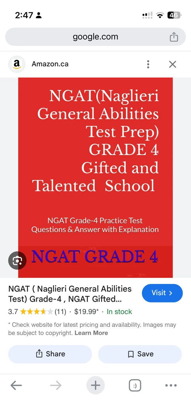 NGAT Grade 4 General Abilities Test Prep Book