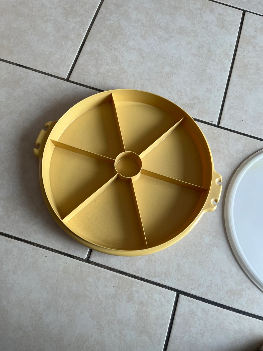 Yellow Divided Serving Tray with Lid