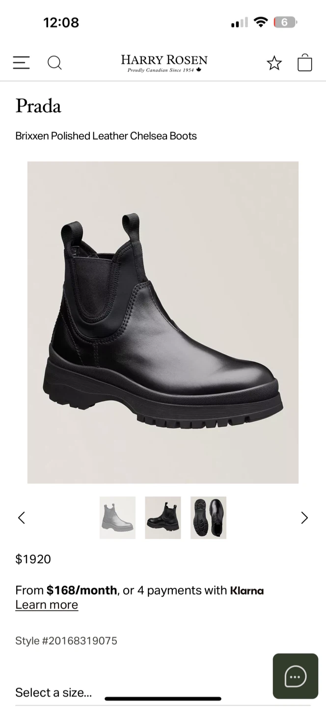Prada Chelsea Boots - Black Leather