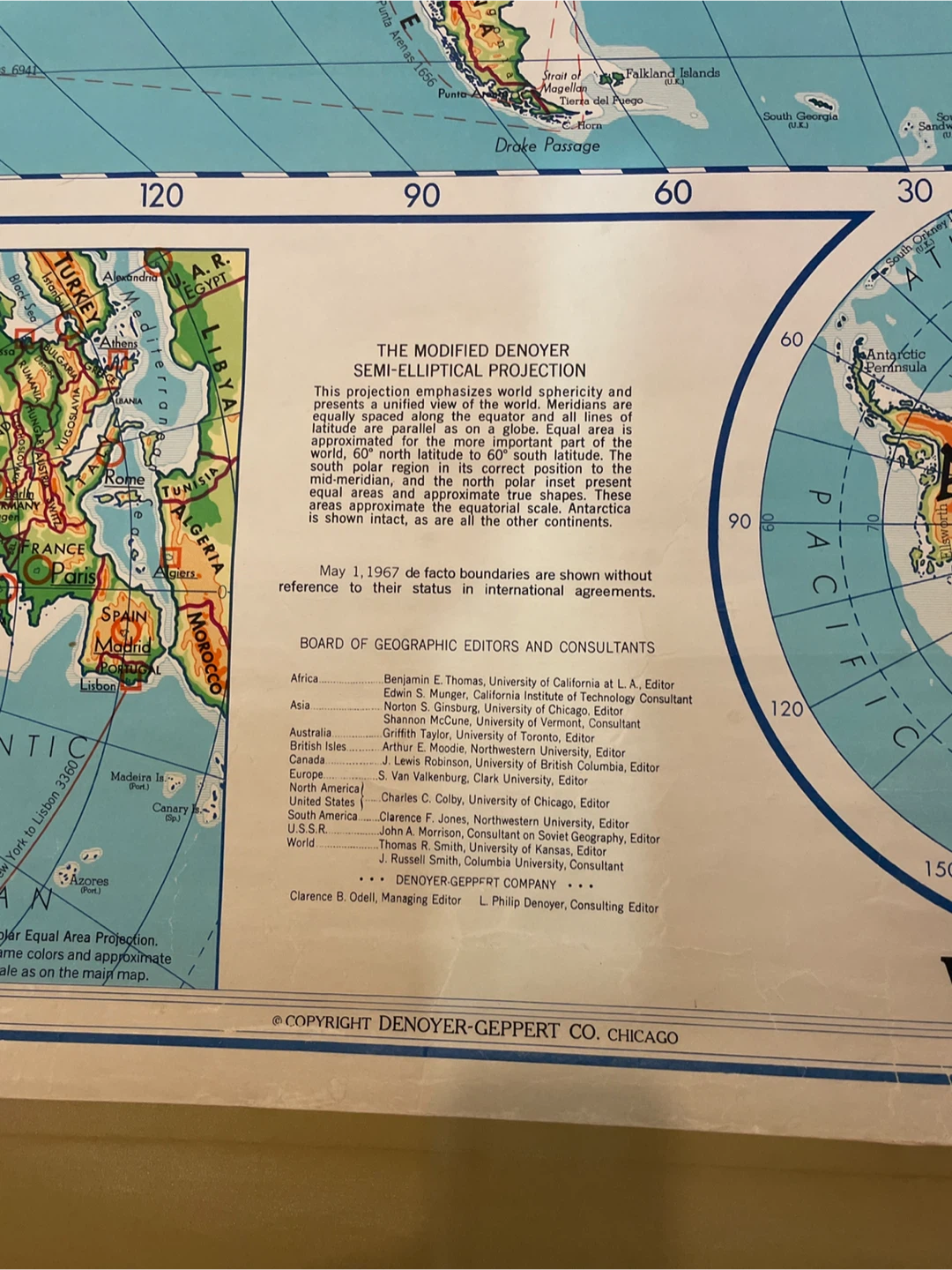 Vintage Wall Map on Wooden Dowels - photo 3