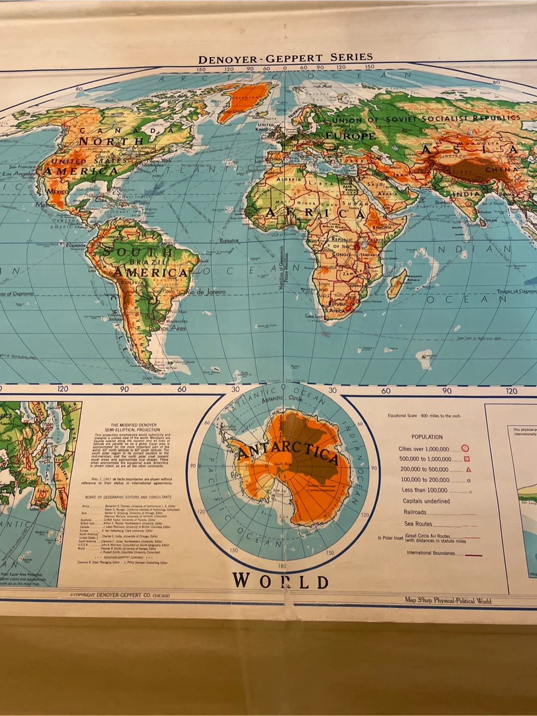 Vintage Wall Map on Wooden Dowels - photo 2