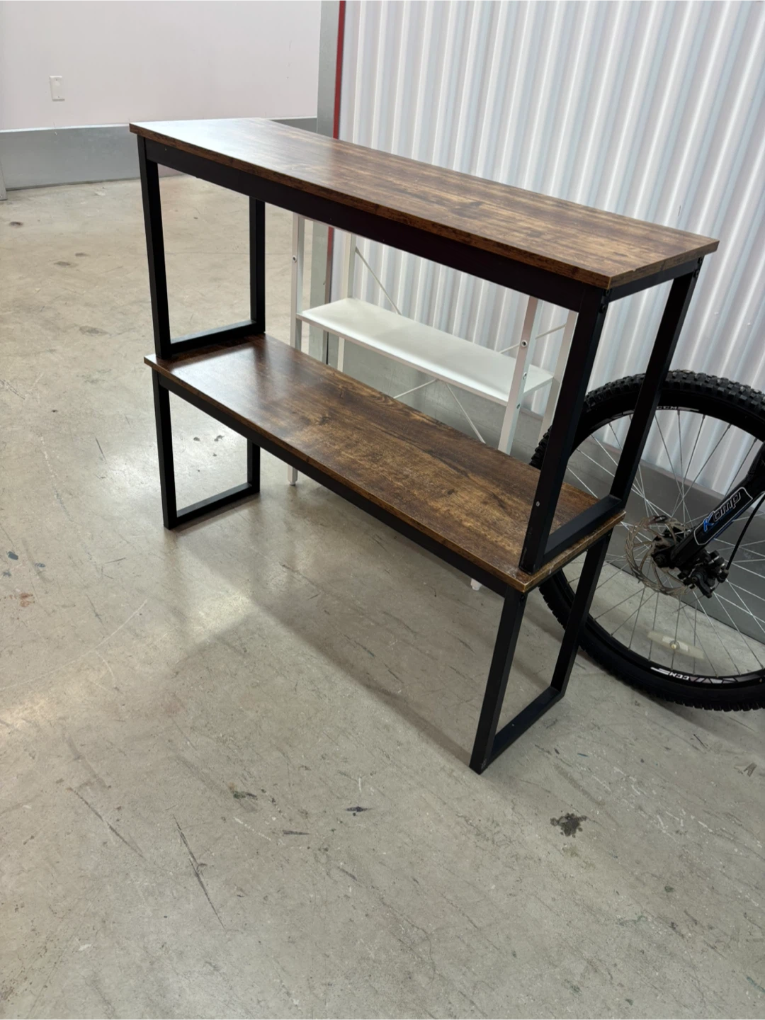 Wood and Metal Desk with Bench - photo 2