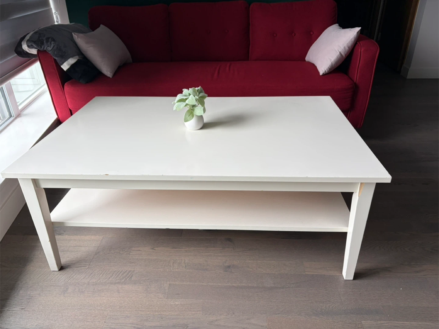 White Coffee Table with Shelf - photo 2