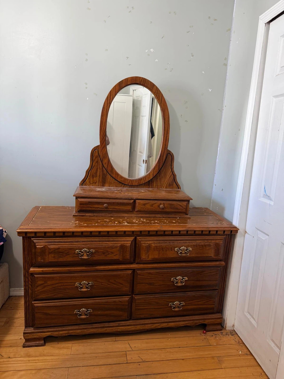 Wood Dresser with Mirror and Jewelry Box