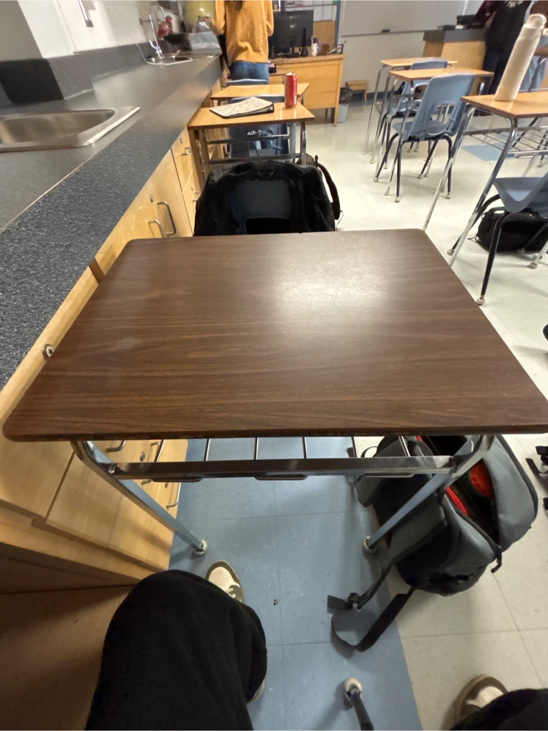 Modern style desk with old crusty chino on the bottom